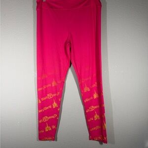 Disney Castle Logo Pink Leggings Women’s Size Large